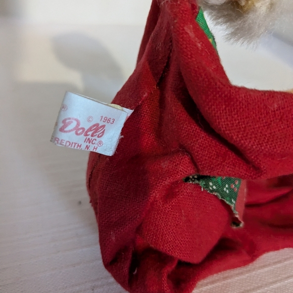 AnnaLee Santa Clause poseable doll VTG 1963 wearing a quilt pattern vest - Picture 5 of 10